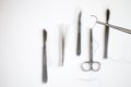 Surgery operation equipment, knife, needle and suture. Studio shoot