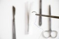 Surgery operation equipment, knife, needle and suture. Studio shoot