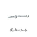 Surgery orthopedic medical instrument illustration. Hand drawn watercolor on white background.