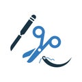 Surgery scissor icon, operation equipment