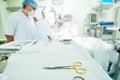 Surgery and surgical tools at surgion operation in hospital Royalty Free Stock Photo