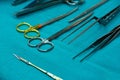 Set of surgical instruments on the table Royalty Free Stock Photo