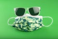 Surgical camo facemask and sunglasses