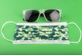 Surgical camo facemask and sunglasses Royalty Free Stock Photo