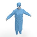 Surgical clothes for man on white. No people. 3D illustration