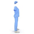 Surgical clothes for woman on white. No people. 3D illustration