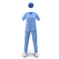 Surgical clothes for woman on white. No people. 3D illustration