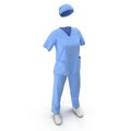 Surgical clothes for woman on white. No people. 3D illustration