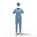 Surgical clothes for woman on white. No people. 3D illustration