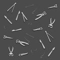 Surgical instruments on a gray background Royalty Free Stock Photo