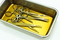 Surgical Instruments in Instrument Tray with chlorhexidine Solution