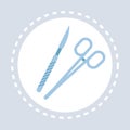 Surgical instruments scalpel scissors icon healthcare medical service logo medicine and health symbol concept flat