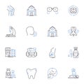 Surgical intervention line icons collection. Incision, Scalpel, Anesthesia, Hemostasis, Suture, Wound, Knife vector and