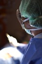 Surgical light in the operating room.Team surgeon at work in operating room. Royalty Free Stock Photo