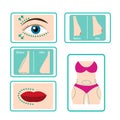 Plastic surgery icon set in flat style Royalty Free Stock Photo