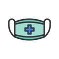 Surgical mask, healthcare filled outline icon set Royalty Free Stock Photo