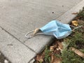 Surgical Mask, Litter, Trash On The Ground, COVID-19, Coronavirus, Rutherford, NJ, USA Royalty Free Stock Photo