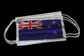 Surgical Masks With New Zealand Flag Printed Isolated on Black Background