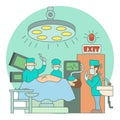 Surgical operation in hospital concept, flat style