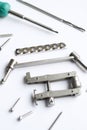 Surgical plates and screws for operation in traumatology Royalty Free Stock Photo