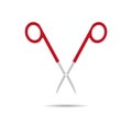 Surgical red scissors. Open logo