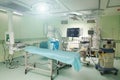 A surgical room in a hospital with robotic technology equipment.