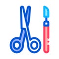 Surgical scalpel and scissors icon vector outline illustration Royalty Free Stock Photo