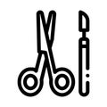 Surgical scalpel and scissors icon vector outline illustration Royalty Free Stock Photo