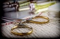 Surgical Scissors On A Bandage, Royalty Free Stock Photo