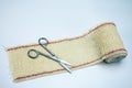 Surgical scissors on a bandage Royalty Free Stock Photo