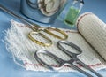 Surgical Scissors On A Bandage Royalty Free Stock Photo