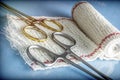 Surgical Scissors On A Bandage Royalty Free Stock Photo