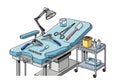 Surgical table with the name \