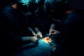 Surgical team performing surgery to patient in sterile operating room. Royalty Free Stock Photo