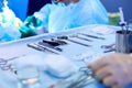 Surgical instruments on the table prepared for surgery Royalty Free Stock Photo