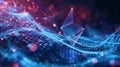 A surging wave of connectivity with nodes lighting up like beacons as the Ethereum network expands Royalty Free Stock Photo