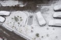 SURGUT, RUSSIA - OCTOBER 22, 2018: Cars in the parking lot under the snow cover
