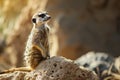 Suricata standing on a guard. Curious meerkat Royalty Free Stock Photo