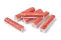 Surimi sticks close up on white backgropund