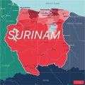 Surinam country detailed editable map