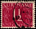 Stamp printed in Surinam shows value, circa 1948 Royalty Free Stock Photo