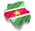 Suriname - country borders and flag