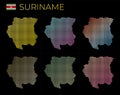 Suriname dotted map set.