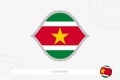 Suriname flag for basketball competition on gray basketball background