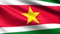 Suriname flag, with waving fabric texture