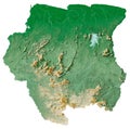 Suriname relief map