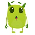 Surpised cartoon green alien monster. Big collection of cute monsters for Halloween. Vector illustration Royalty Free Stock Photo