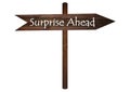 Surprise ahead Records sign on a wooden board. Royalty Free Stock Photo