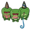 Surprise Birthday Frog Party Cartoon Color Illustration