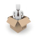 Surprise. Businessman in a box